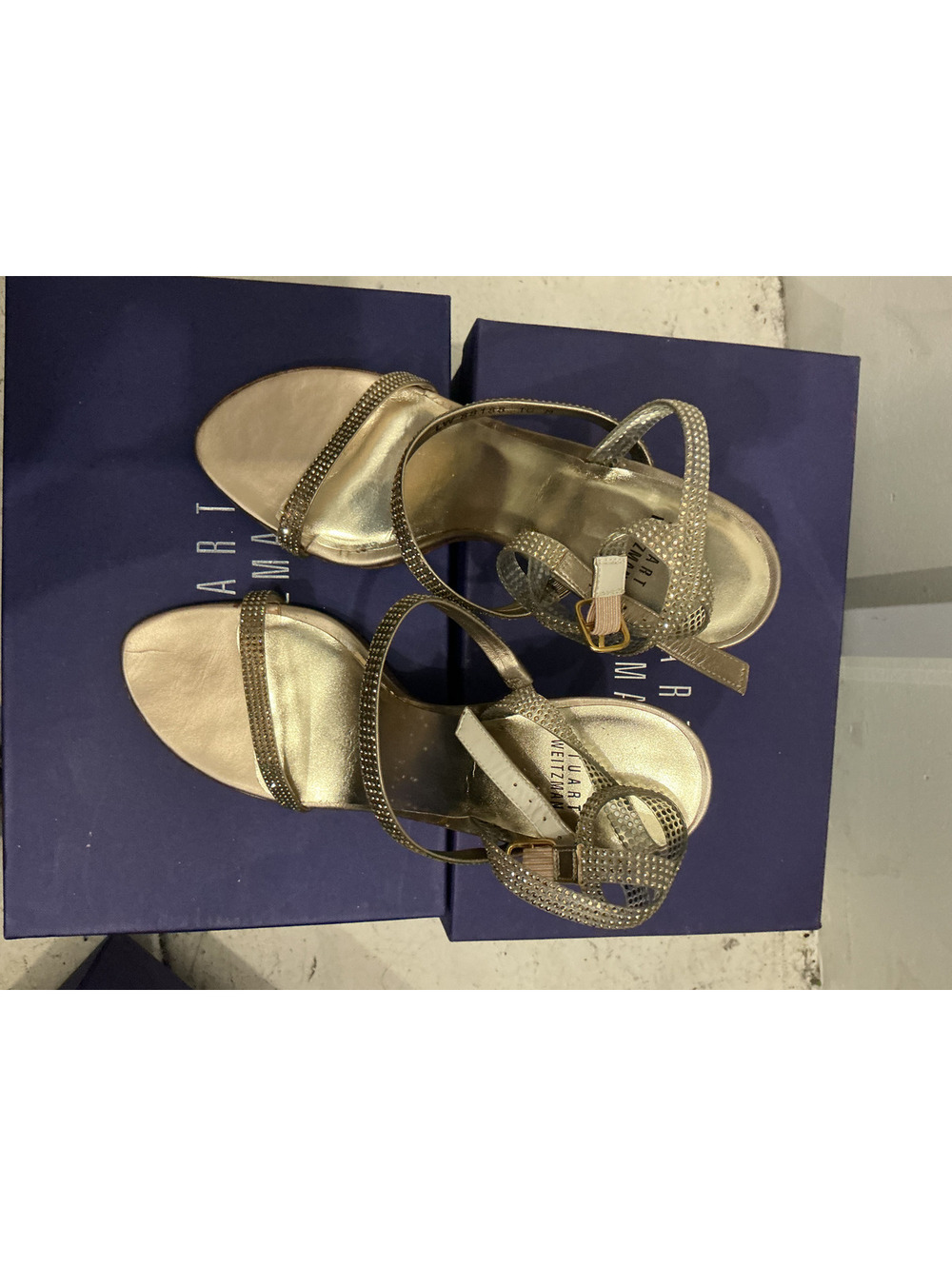 Stuart Weitzman Rhinestone Strappy High Heel Sandals